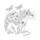 Floral Mouse Outline Embroidery Design, Instant Download