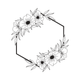 Floral Octagon Frame Outline Embroidery Design, Instant Download