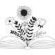 Floral Open Book Embroidery Design, Instant Download
