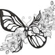 Floral Outline Butterfly Embroidery Design, Instant Download
