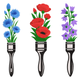 Floral Paint Brush Embroidery Design, Machine Embroidery Pattern, Instant Download