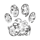 Floral Paw Print LOVE Embroidery Design, Instant Download