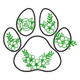 Floral Paw Print Outline Embroidery Design, Instant Download