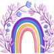 Floral Rainbow Embroidery Design, Instant Download