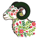 Floral Ram Embroidery Design, Machine Embroidery Pattern, Instant Download