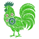 Floral Rooster Embroidery Design, Instant Download