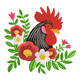 Floral Rooster Embroidery Design, Machine Embroidery Pattern, Instant Download