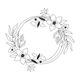 Floral Round Frame Outline Embroidery Design, Instant Download