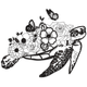Floral Sea Turtle Embroidery Design V2, Instant Download