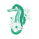 Floral Seahorse Embroidery Design, Ocean Marine Machine Embroidery Pattern, Instant Download