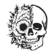 Floral Skull Gothic Embroidery Design, Instant Download