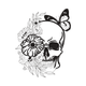 Floral Skull with Butterfly Embroidery Design, Instant Download
