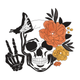 Floral Skull with Butterfly Hand Sign Embroidery Design, Instant Download