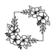 Floral Square Frame Outline Embroidery Design, Instant Download