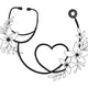 Floral Stethoscope Heart Embroidery Design, Instant Download