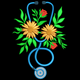 Floral Stethoscope Sunflower Embroidery Design, Instant Download
