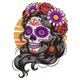 Floral Sugar Skull Lady Embroidery Design, Day of the Dead Flower Crown Pattern, Instant Download