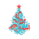 Floral Swirl Christmas Tree Embroidery Design, Instant Download