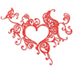 Floral Swirl Heart Embroidery Design, Ornate Red Lace Heart Pattern