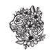 Floral Tiger Embroidery Design, Instant Download