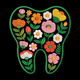 Floral Tooth Embroidery Design, Machine Embroidery Pattern, Instant Download