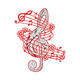 Floral Treble Clef Music Embroidery Design, Instant Download