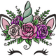 Floral Unicorn Face Embroidery Design, Instant Download