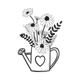 Floral Watering Can Embroidery Design, Instant Download