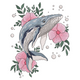 Floral Whale Embroidery Design, Ocean Marine Machine Embroidery Pattern, Instant Download