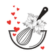 Floral Whisk & Hearts Kitchen Embroidery Design, Instant Download