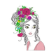 Floral Woman Face Embroidery Design, Instant Download