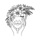 Floral Woman Face Line Art Embroidery Design V2, Instant Download