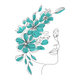 Floral Woman Face Outline Embroidery Design, Instant Download