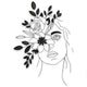 Floral Woman Line Art Face Embroidery Design, Instant Download