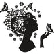 Floral Woman Silhouette With Butterflies Embroidery Design, Instant Download