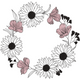 Floral Wreath Frame Embroidery Design V2, Instant Download