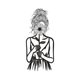 Flower Face Girl Line Art Embroidery Design, Instant Download