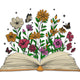 Flowers Growing from Book with Butterflies Embroidery Design, Instant Download
