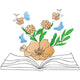 Flowers and Butterflies Reading Embroidery Design, Instant Download