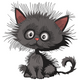 Fluffy Messy Black Kitten Embroidery Design, Instant Download