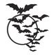 Flying Bats Circle Frame Embroidery Design, Instant Download