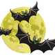 Flying Bats Moon Embroidery Design, Halloween Pattern, Instant Download