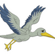 Flying Bird Embroidery Design, Heron Machine Embroidery Pattern