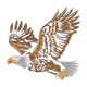 Flying Eagle Embroidery Design, Wings Spread Hunt Pose Pattern, Instant Download