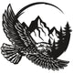 Flying Eagle Mountain Landscape Embroidery Design, Instant Download