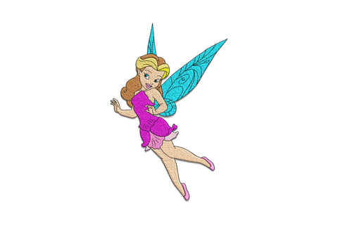 Flying fairy embroidery design, detailed illustrative fairy with gossamer wings, 10 colours, 5 sizes, fantasy whimsical theme