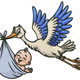 Flying Stork with Baby Embroidery Design, Instant Download