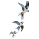 Flying Swallow Birds Embroidery Design, Instant Download