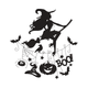 Flying Witch Halloween Embroidery Design, Instant Download