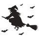 Flying Witch Silhouette Embroidery Design, Instant Download
